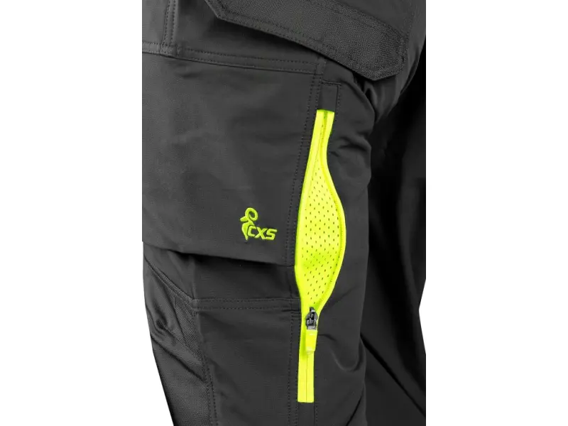Kalhoty CXS NAOS HV, pánské, černo-žlutá Hi-Vis, reflexní pruhy, vel. 50