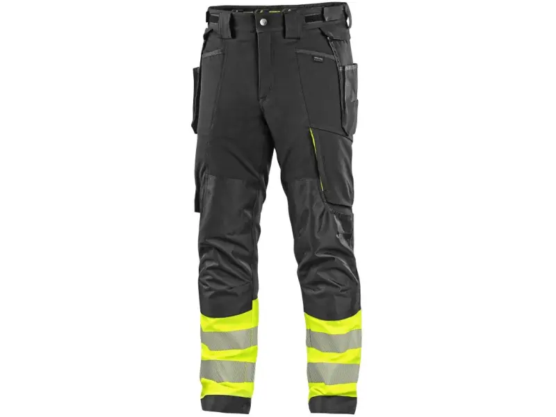 Kalhoty CXS NAOS HV, pánské, černo-žlutá Hi-Vis, reflexní pruhy, vel. 52