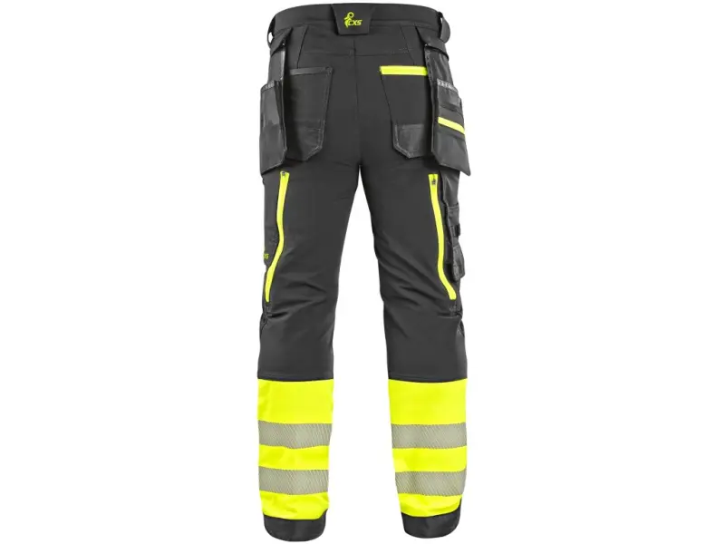Kalhoty CXS NAOS HV, pánské, černo-žlutá Hi-Vis, reflexní pruhy, vel. 52