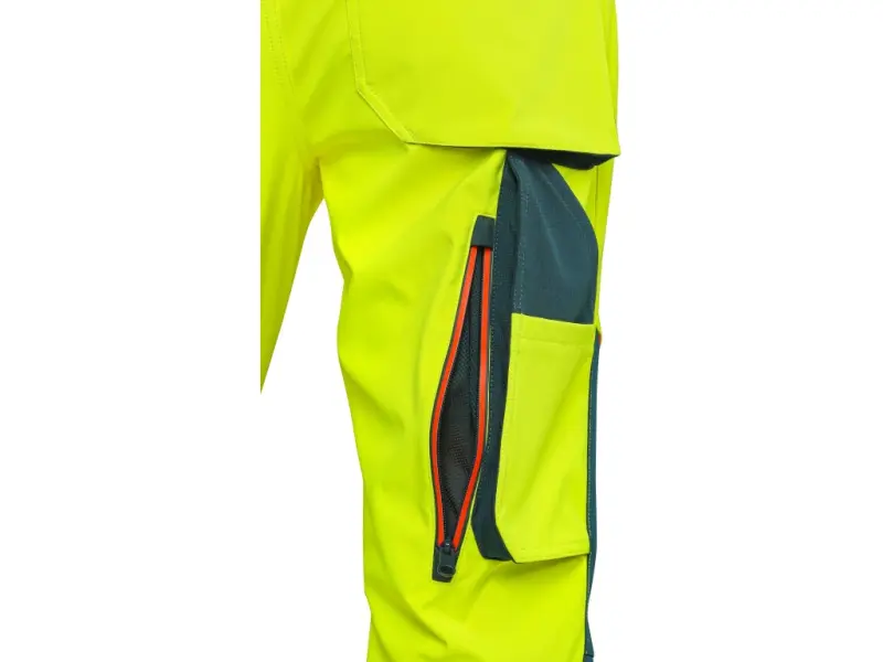 Kalhoty CXS BEDFORD, výstražné, pánské, softshell, žluto-petrolová, vel. 56