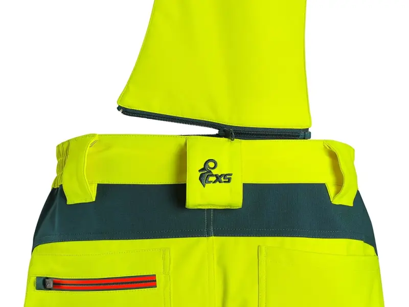 Kalhoty CXS BEDFORD, výstražné, pánské, softshell, žluto-petrolová, vel. 62