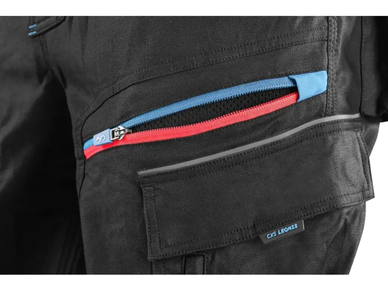 Kraťasy CXS LEONIS, pánské, černé s modro/červenými doplňky, vel. 60