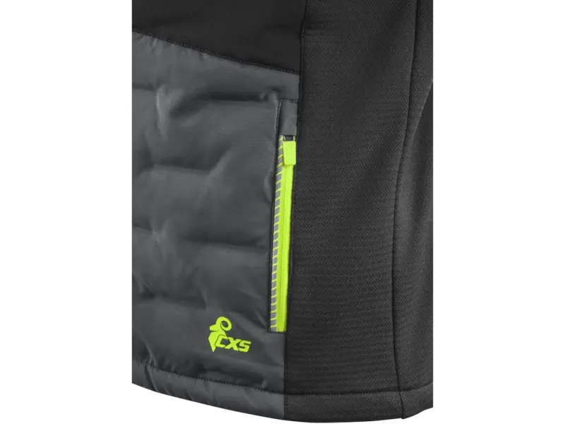 Bunda CXS NAOS, hybrid, pánská, šedo-černá, HV žluté doplňky, vel. 4XL