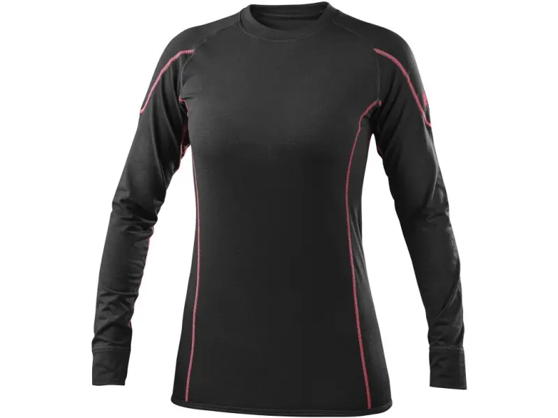 Tričko CXS REWARD, funkční, dlouhý rukáv, dámské, černo-korálové, vel. 2XL