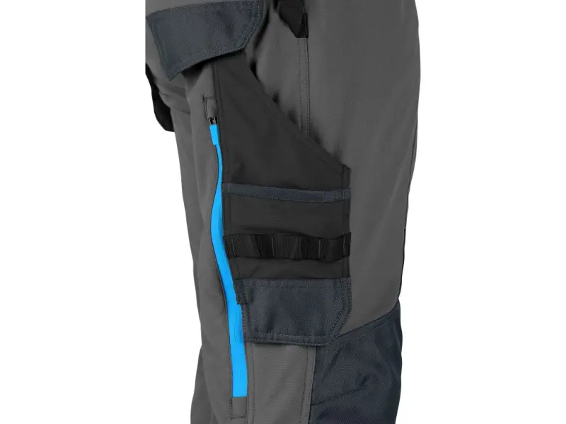 Kalhoty CXS NAOS pánské, šedo-černé, HV modré doplňky, vel. 46