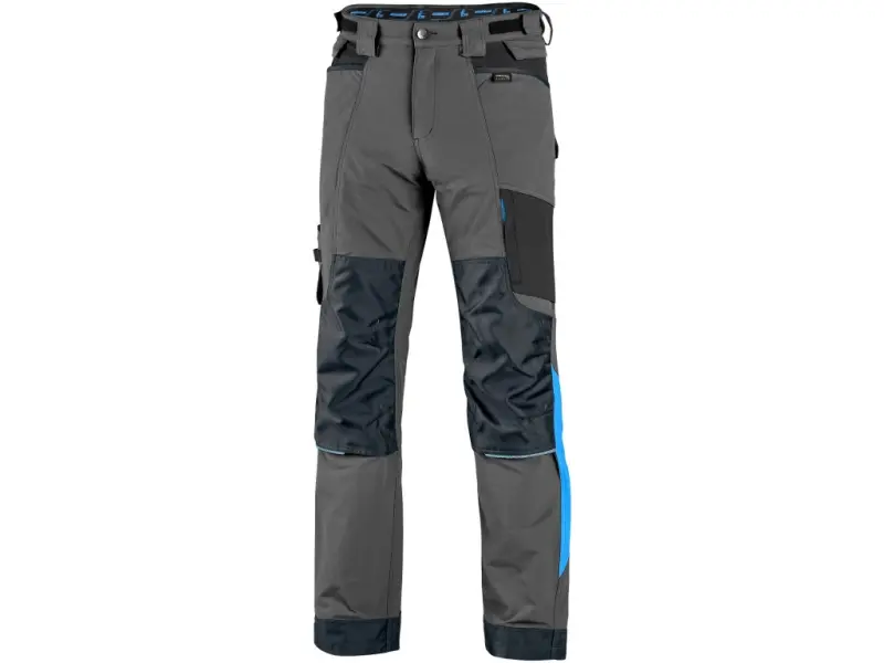 Kalhoty CXS NAOS pánské, šedo-černé, HV modré doplňky, vel. 54