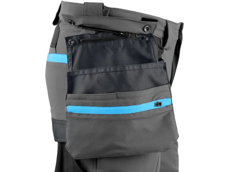 Kalhoty CXS NAOS pánské, šedo-černé, HV modré doplňky, vel. 56