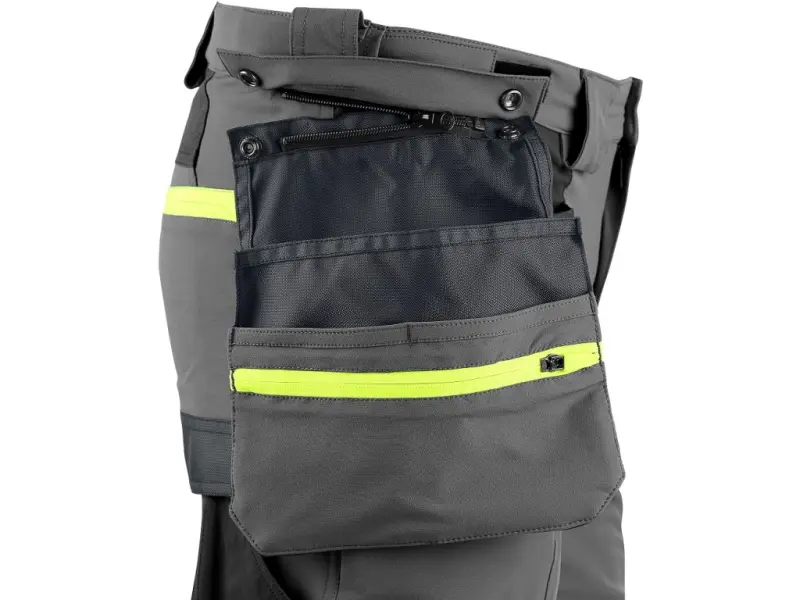 Kraťasy CXS NAOS pánské, šedo-černé, HV žluté doplňky, vel. 48