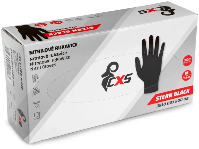 Rukavice CXS STERN BLACK, jednorázové, nitrilové, vel. 8