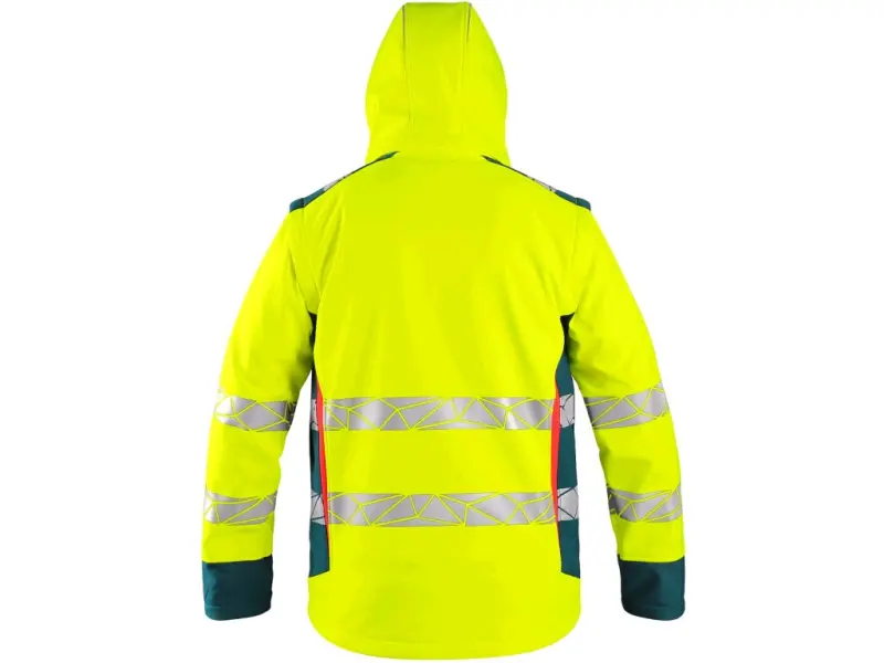 Bunda CXS BEDFORD, výstražná, pánská, softshell, žluto-petrolová, vel. XL