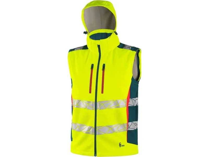 Bunda CXS BEDFORD, výstražná, pánská, softshell, žluto-petrolová, vel. 2XL